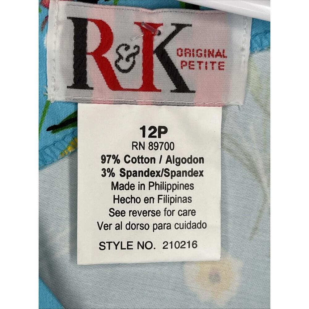 R&K Original Petite Dress Aqua Floral Summer Beach Size12P - Picture 9 of 9